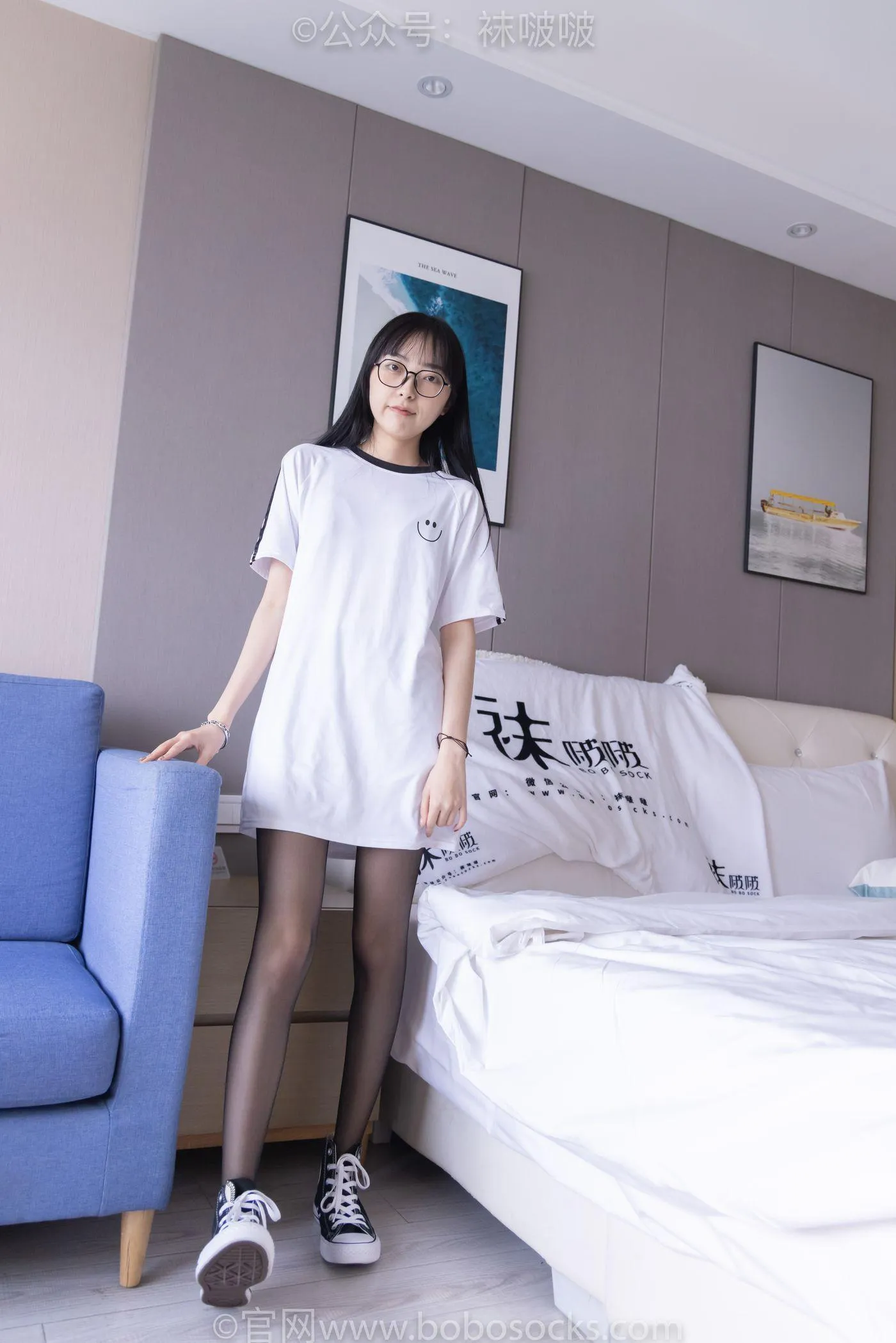 [BoBoSocks袜啵啵]NO.067 稚予-匡威帆布鞋、黑丝 [125P]插图2